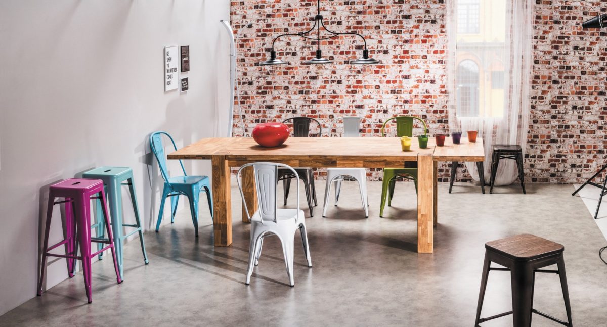 scaune stil loft industrial zona dinig